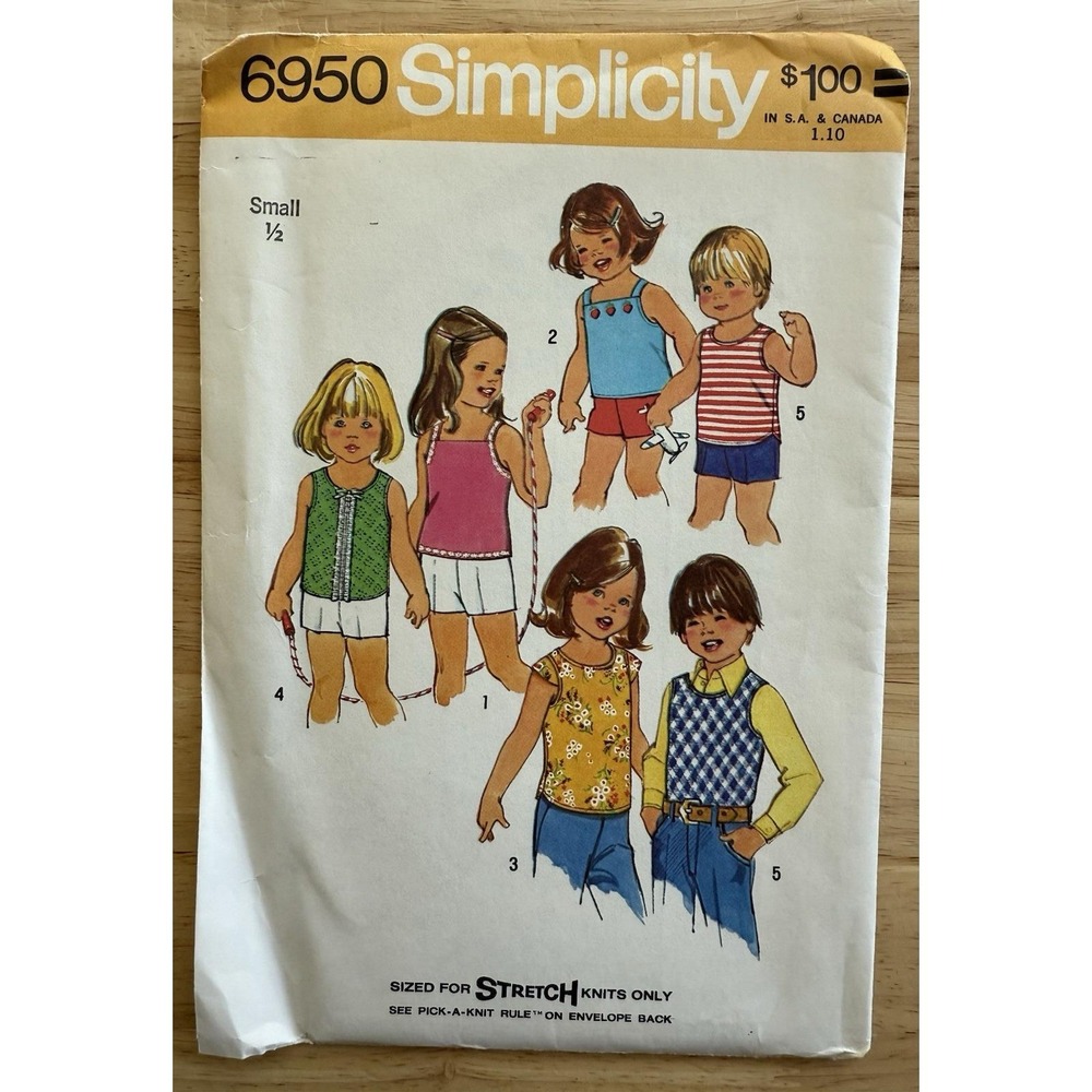 VTG Simplicity Pattern 6950 Toddlers' & Child's Tops Size Small 1/2 Uncut FF